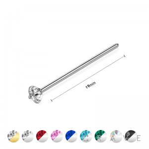 316L SURGICAL STEEL NOSE FISHTAIL WITH PRONG SET GEM